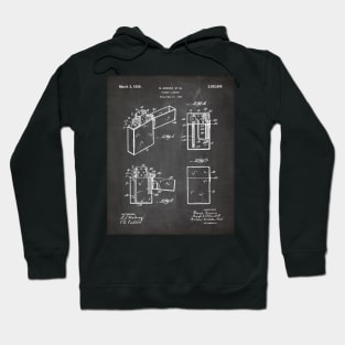 Zippo Lighter Patent - Smoking Smoker Smoke Vape Shop Art - Black Chalkboard Hoodie